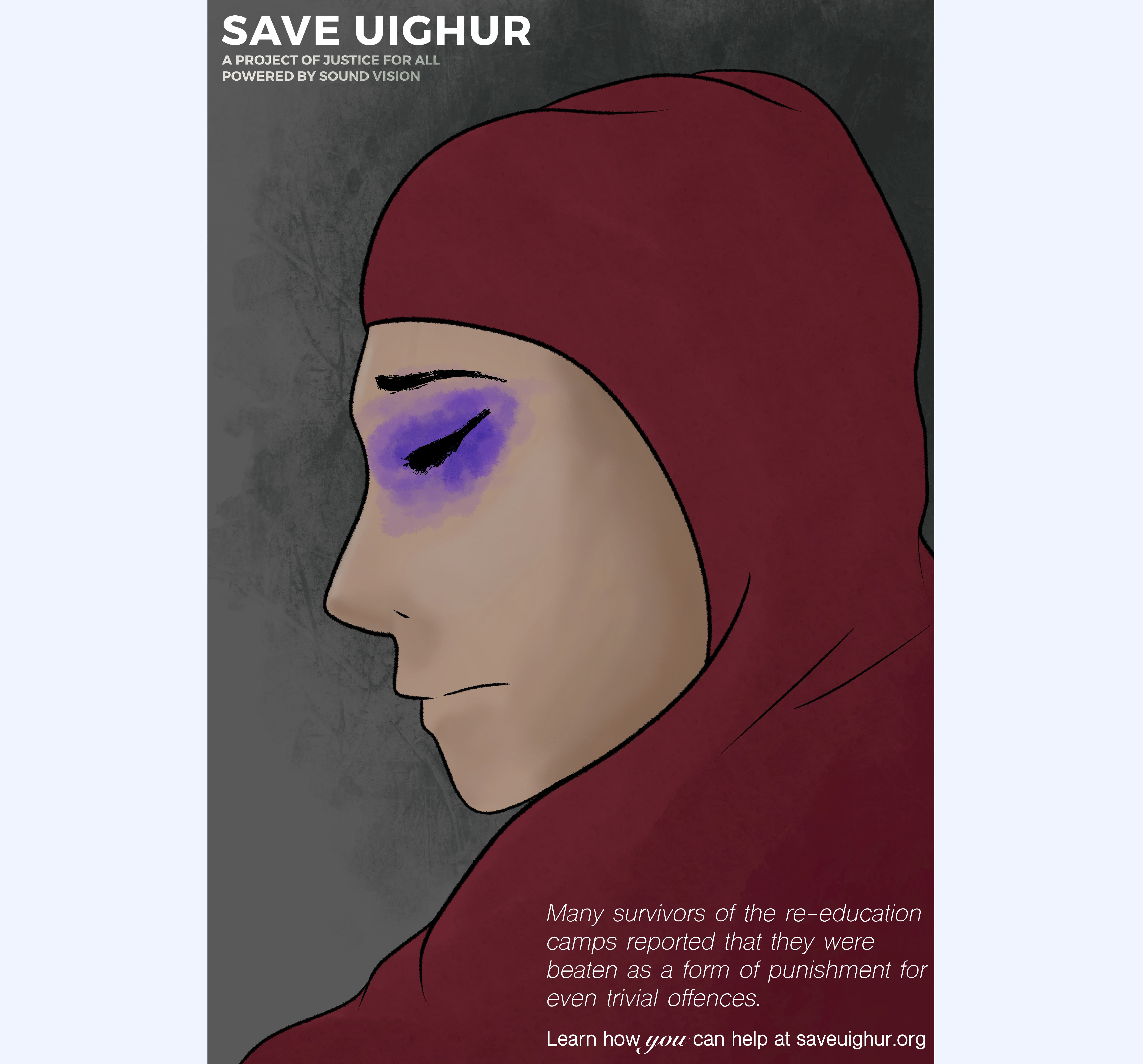 Digitally drawn poster for the Save Uighur project